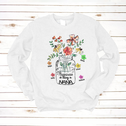 Nana And Grandkids Flowers, Gift For Mother's Day Sweatshirt
