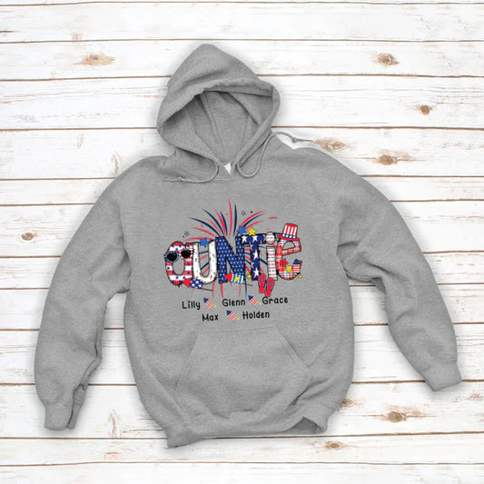 Patriotic Doodle 4th Of July Auntie And Grandkid CTH01 Hoodie