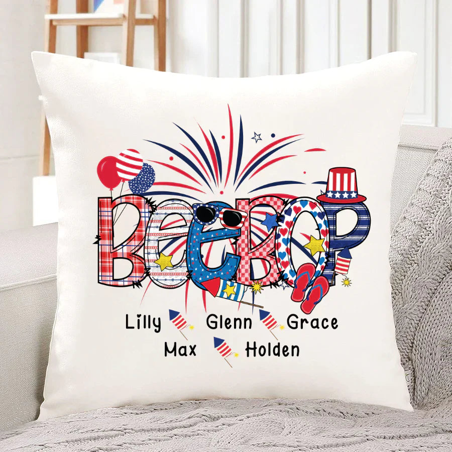 Patriotic Doodle 4th Of July Beebop And Grandkid CTH01 Indoor Pillow