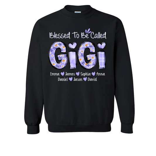 Personalized Blessed To Be Called Gigi Purple With Kids TH Sweatshirt