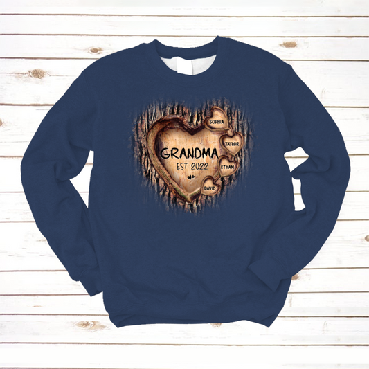 Personalized Grandma And Grandkids Hearts Tree New Sweatshirt