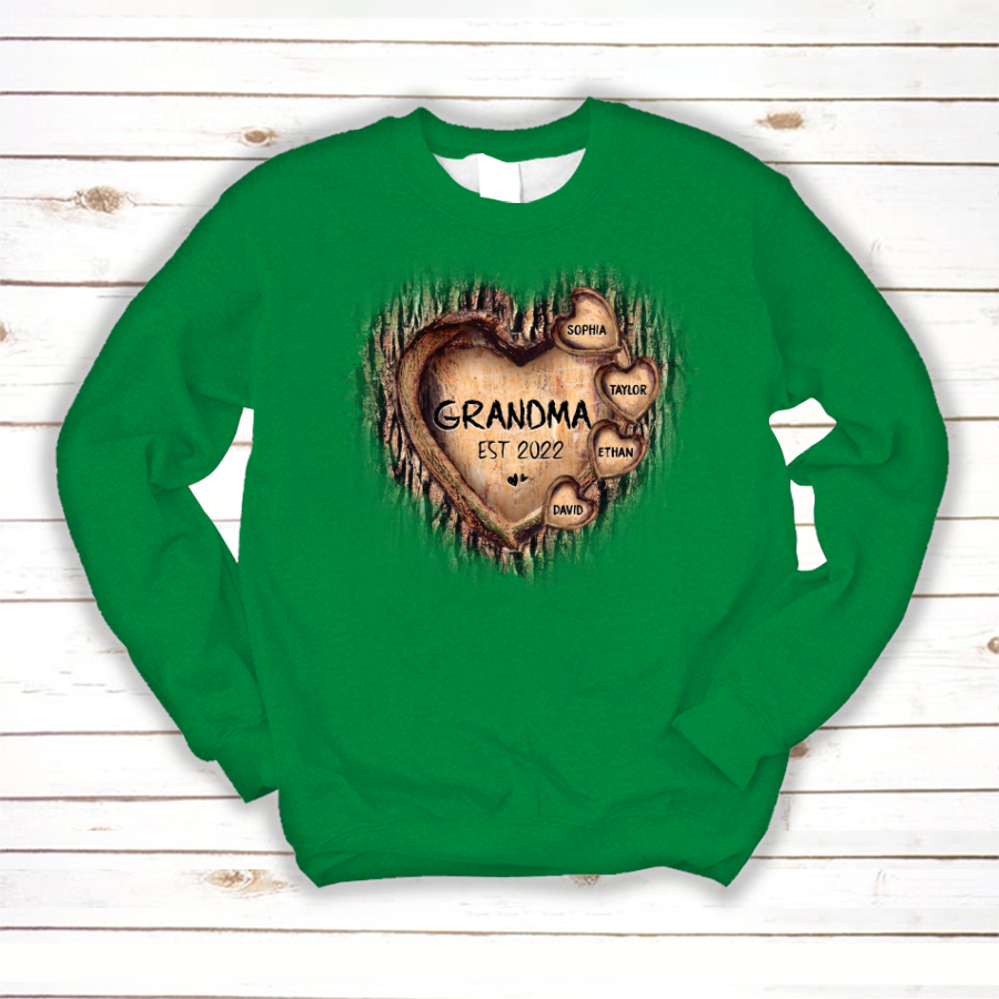 Personalized Grandma And Grandkids Hearts Tree New Sweatshirt
