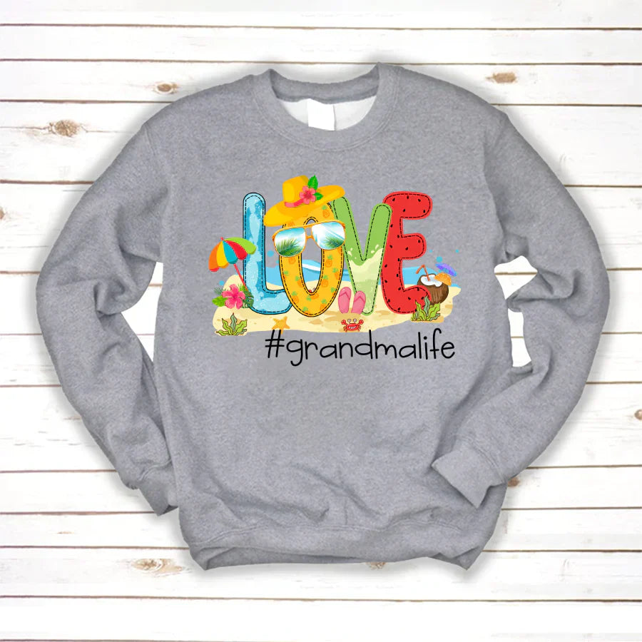 Personalized Love Beach Summer Grandma Life Sweatshirt