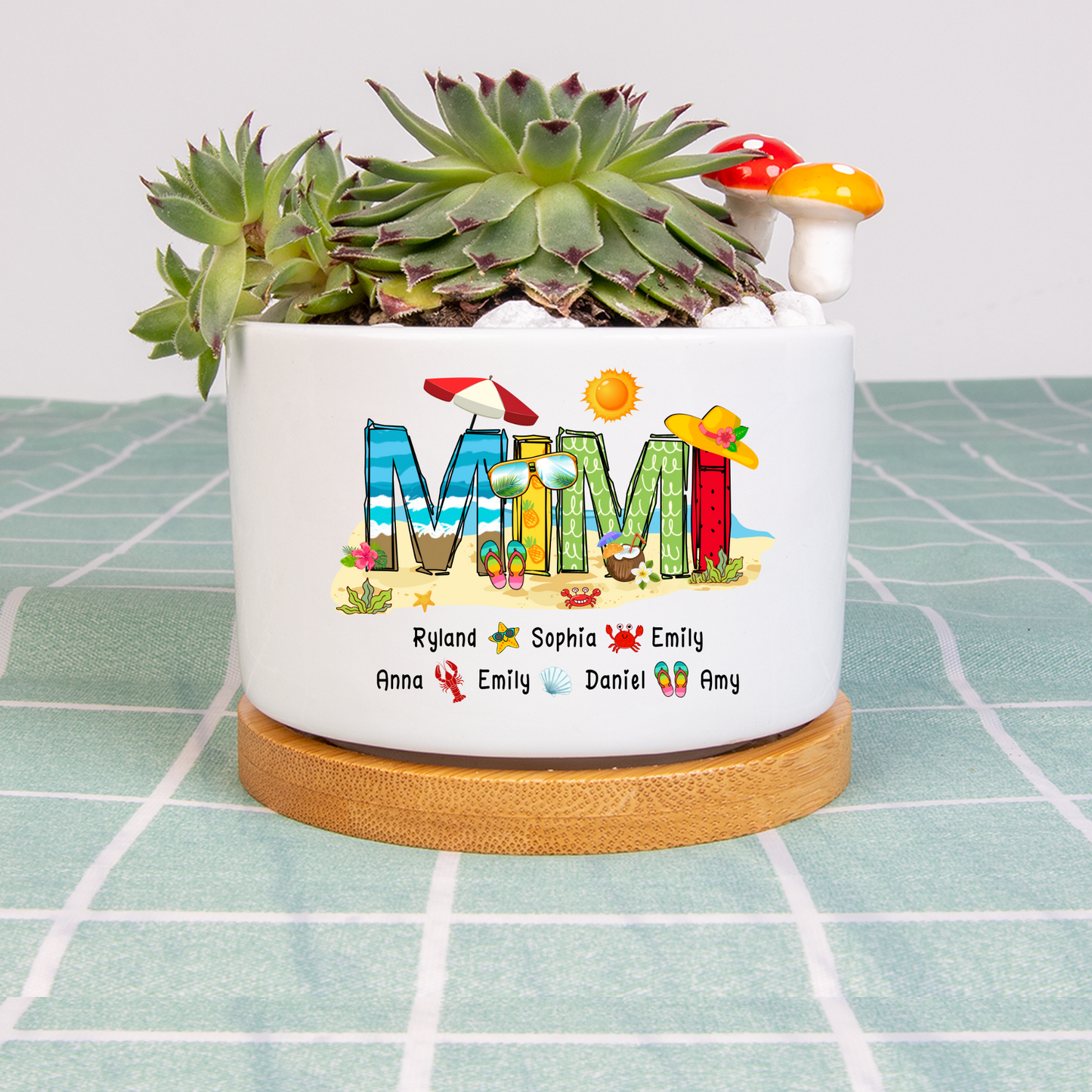Personalized Mimi Summer Beach Color Kid Names Custom Plant Pot