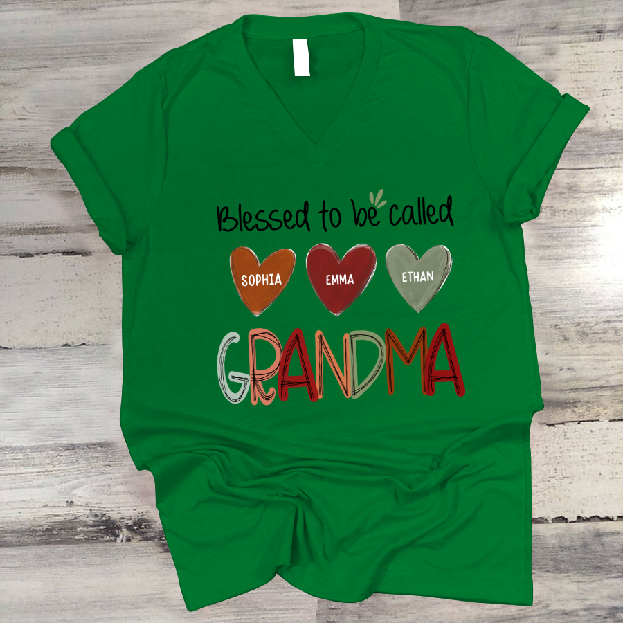 Blessed To Be Called Nana And Kids Autumn Fall CL01 V-Neck