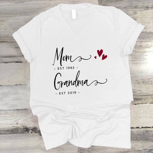 Personalized Mom EST Grandma EST V-Neck