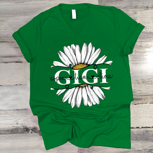 Gigi And Grandkids Flower Daisy V-Neck