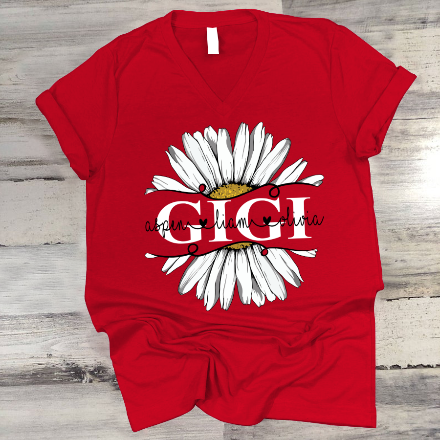 Gigi And Grandkids Flower Daisy V-Neck