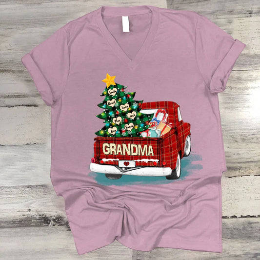 Grandma and Grandkids Christmas Truck 2022 V-Neck