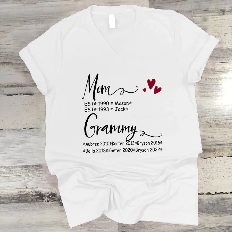 Mom And Grammy Kids Est VT22120093 V-Neck