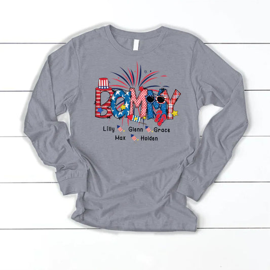 Patriotic Doodle 4th Of July Bammy And Grandkid CTH01 Longsleeve