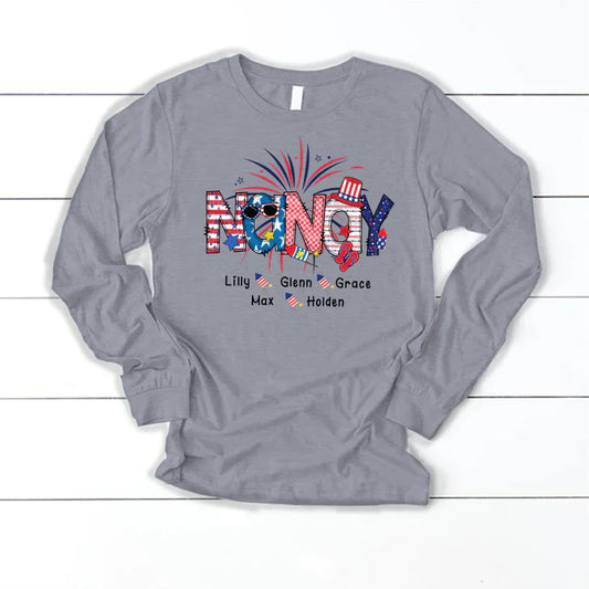 Patriotic Doodle 4th Of July Nanay And Grandkid CTH01 Longsleeve