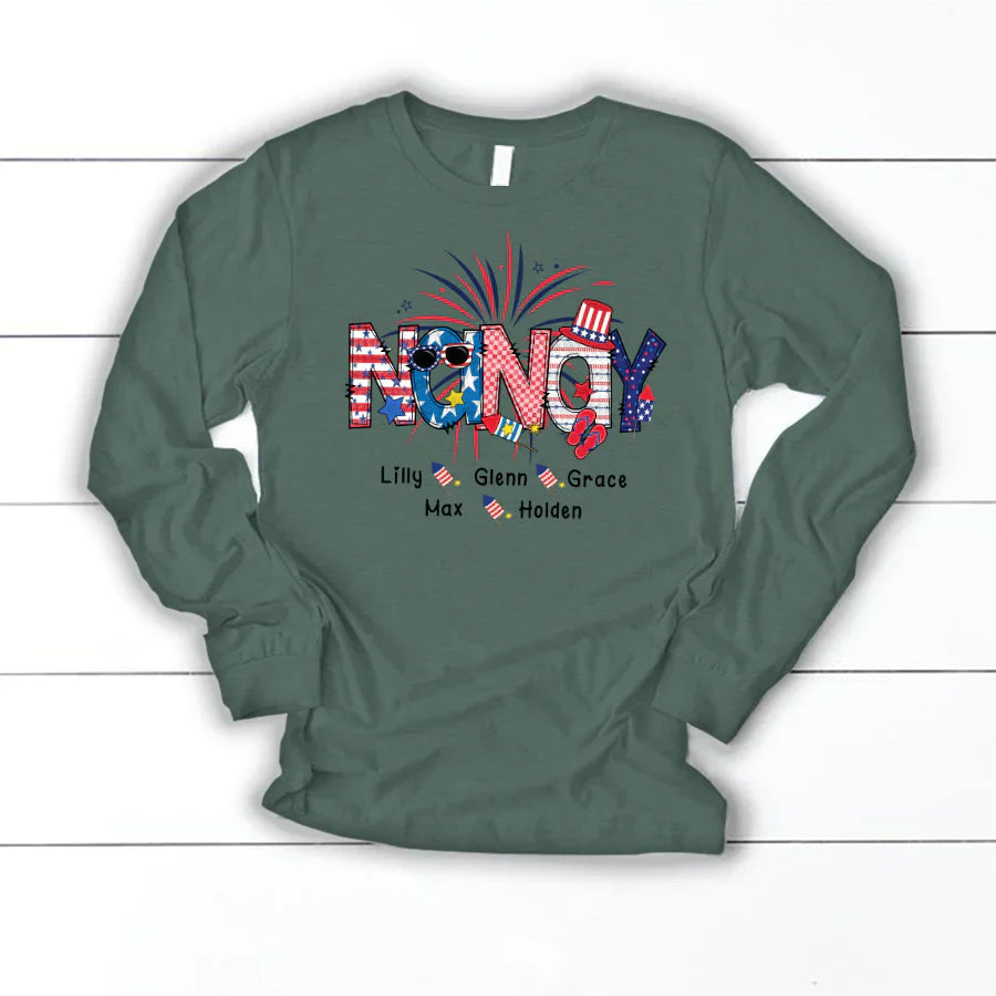 Patriotic Doodle 4th Of July Nanay And Grandkid CTH01 Longsleeve