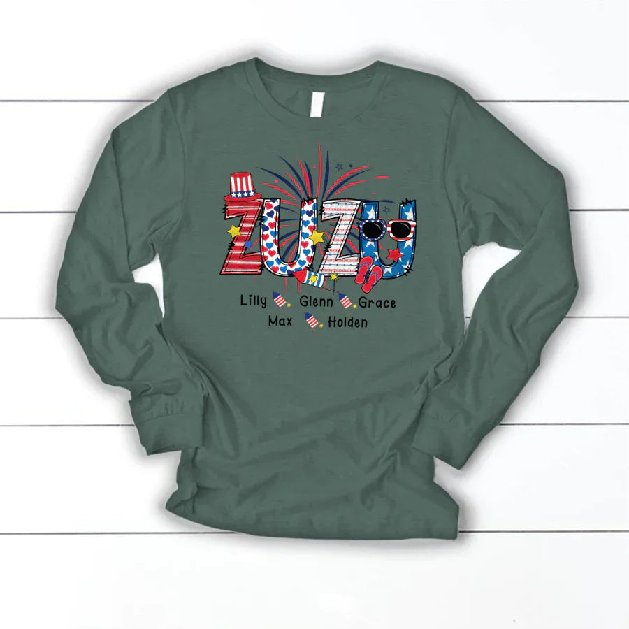 Patriotic Doodle 4th Of July Zuzu And Grandkid CTH01 Longsleeve
