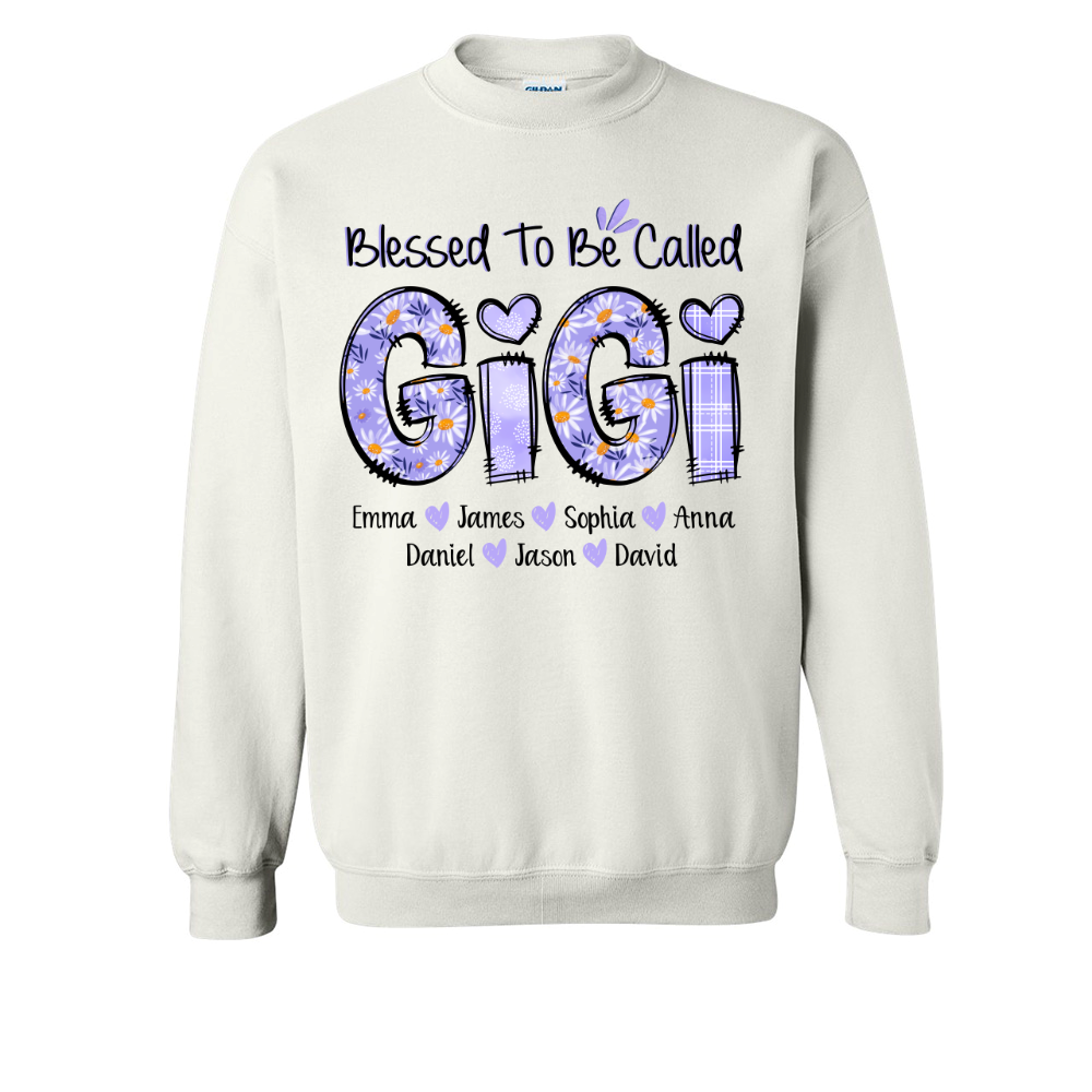 Personalized Blessed To Be Called Gigi Purple With Kids TH Sweatshirt