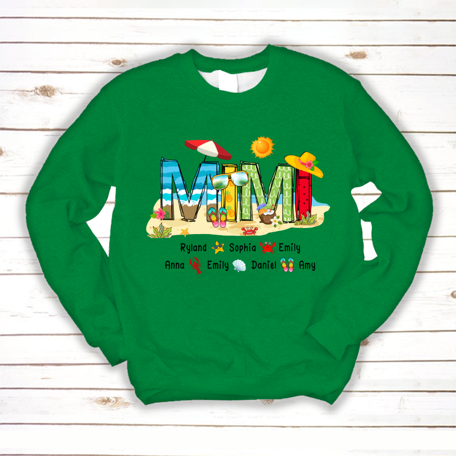 Personalized Mimi Summer Beach Color Kid Names Custom Sweatshirt