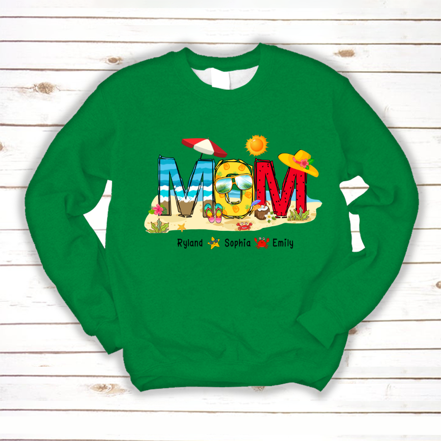 Personalized Nana Grandma Summer Beach Color Kid Names Custom Sweatshirt