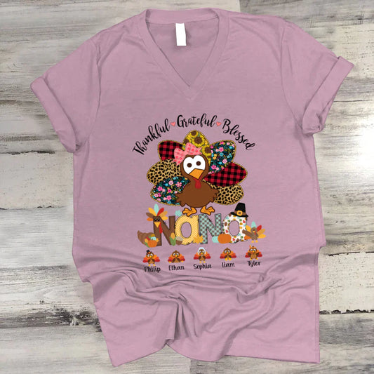 Thankful Greatful Blessed Nana Turkey 2022 V-Neck
