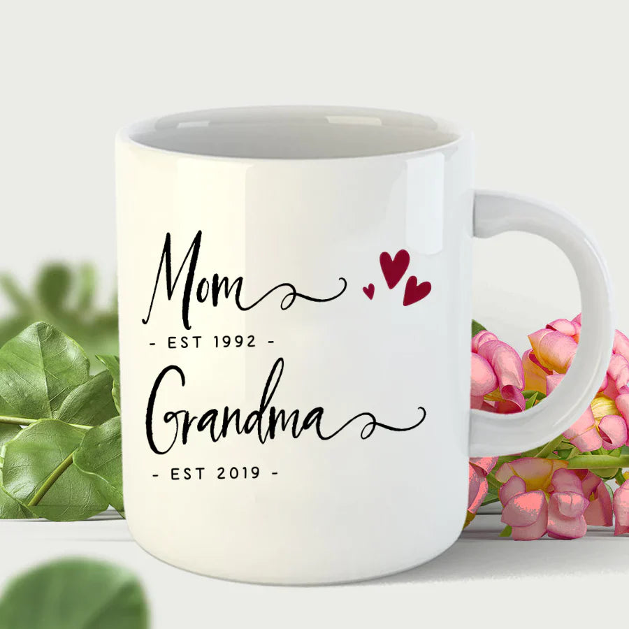 Personalized Mom EST Grandma EST Mug