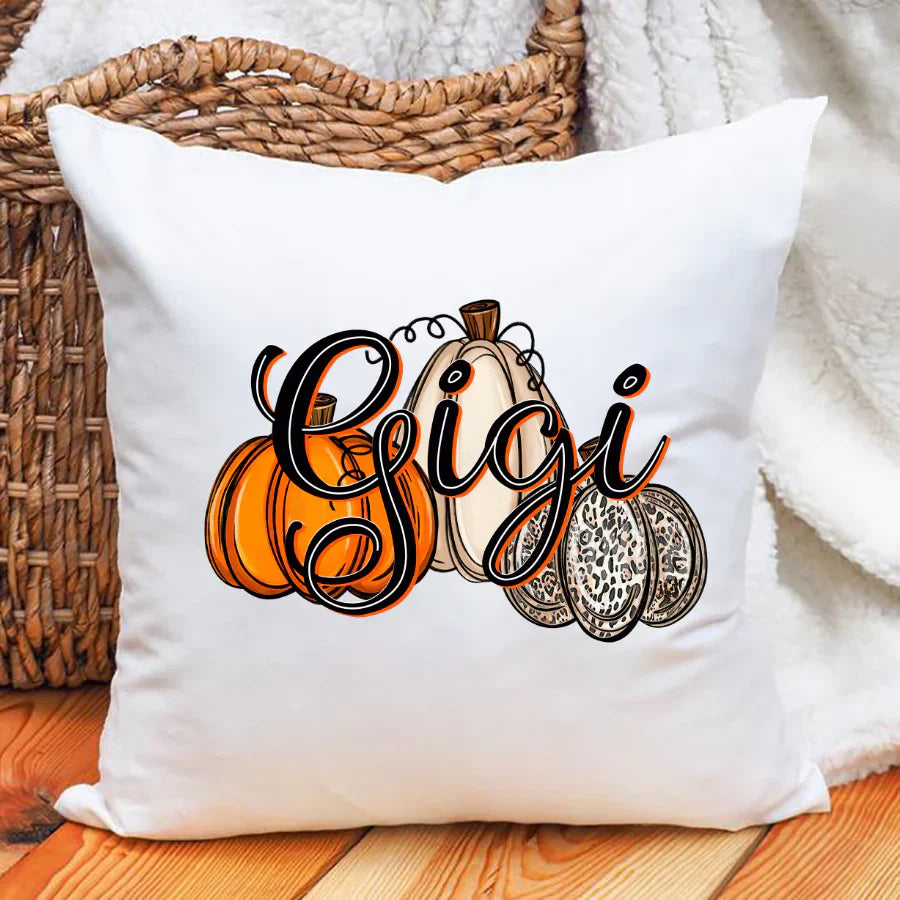 Gigi Pumpkins Leopard Autumn Indoor Pillow