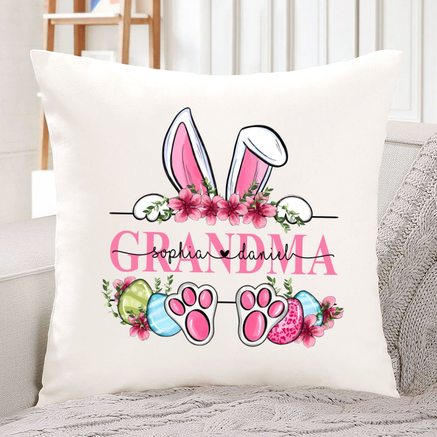 Grandma Bunny And Kids, Gift For Grandma, Grammy, Mama, Nana, Mimi, Mother Day CTH01 Indoor Pillow