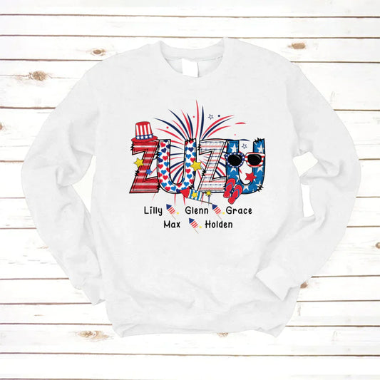 Patriotic Doodle 4th Of July Zuzu And Grandkid CTH01 Sweatshirt