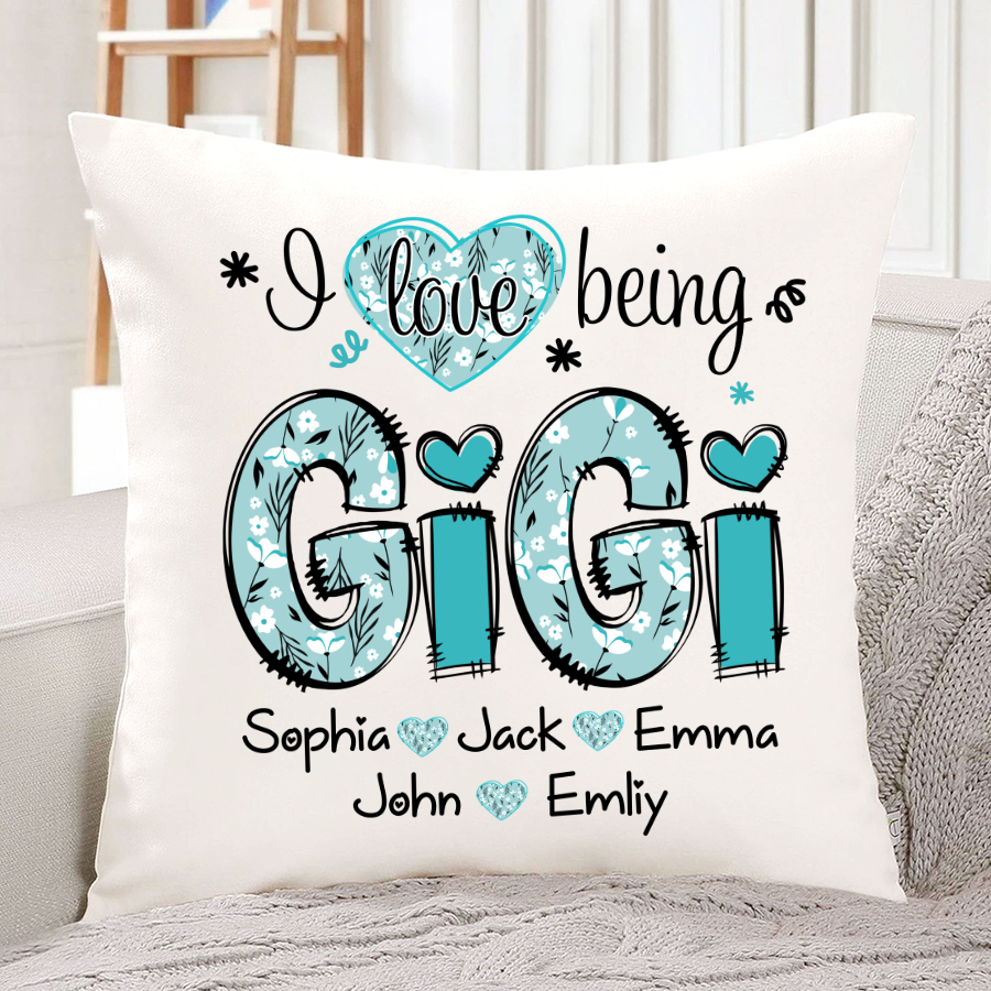 Personalized I love being Gigi Flower Custom Names And Grandkids Mother's Day Indoor Pillow