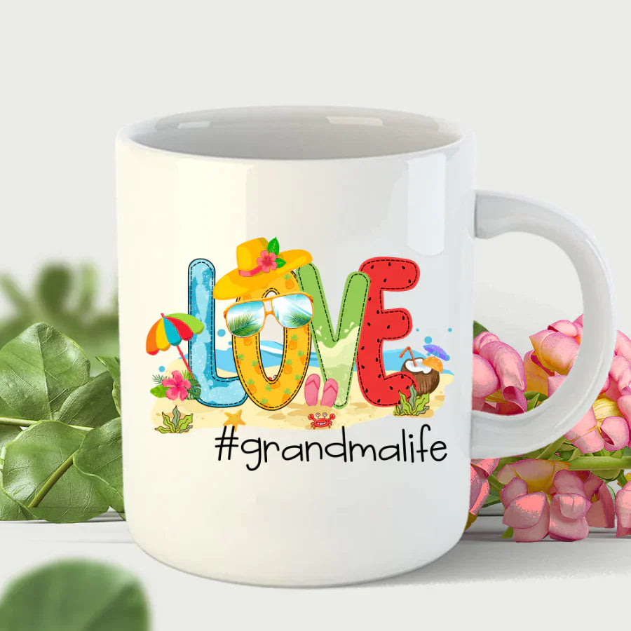 Personalized Love Beach Summer Grandma Life Mug