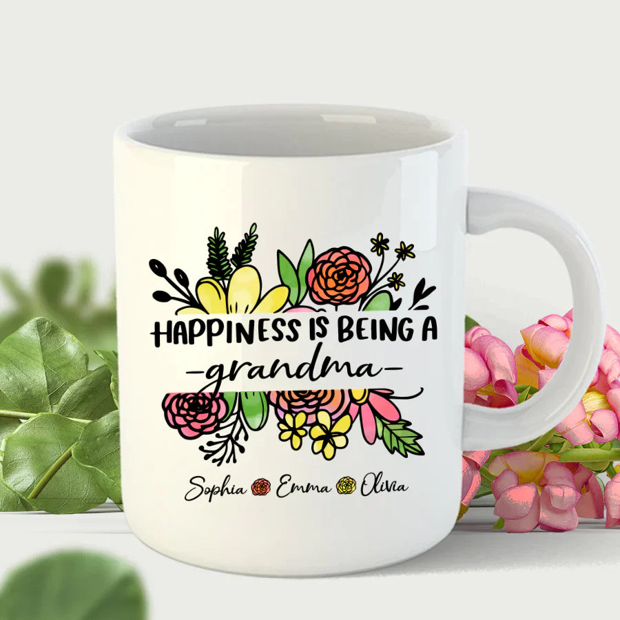 Wildflowers Happiness Is Being A Grandma And Grandkids Mug