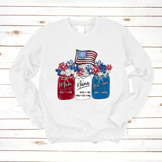America Flag Flower Mom Nana Great Nana And Kids CTH01 Sweatshirt