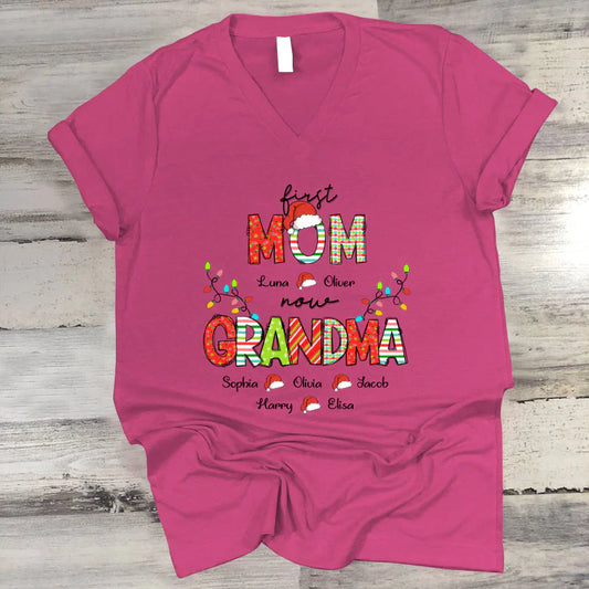 Christmas First Mom Now Grandma And Grandkids CTH01 V-Neck