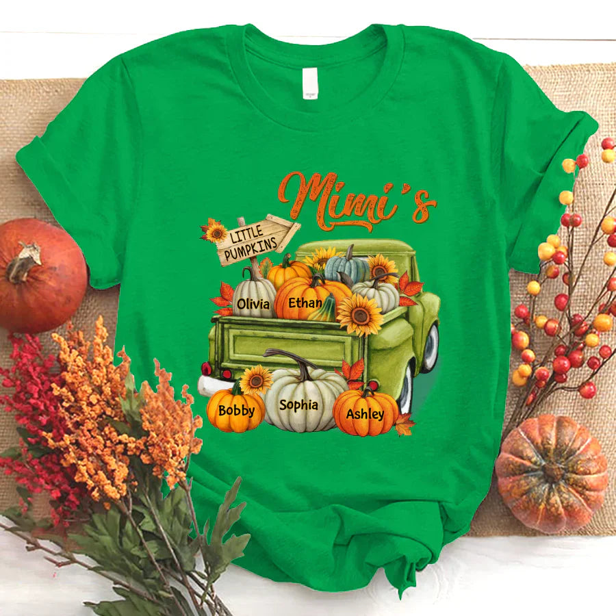 Fall Season Green Truck Mimi Personalized T-Shirt
