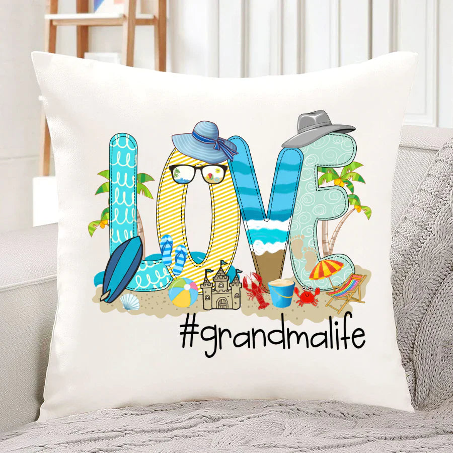 Love Beach Grandma Life Indoor Pillow