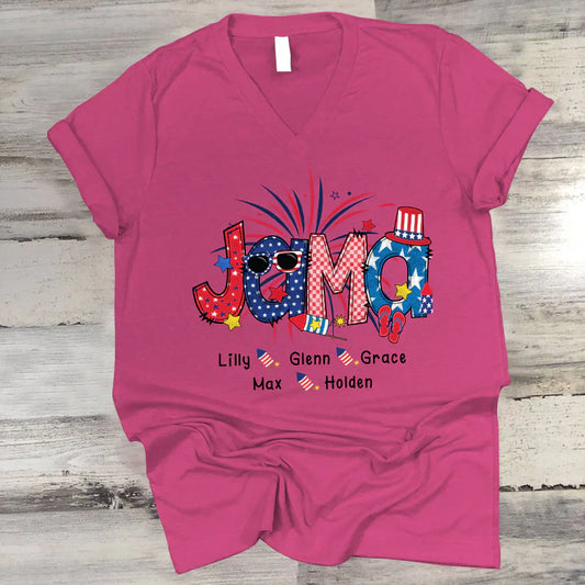Patriotic Doodle 4th Of Jama Babi And Grandkid CTH01 V-Neck