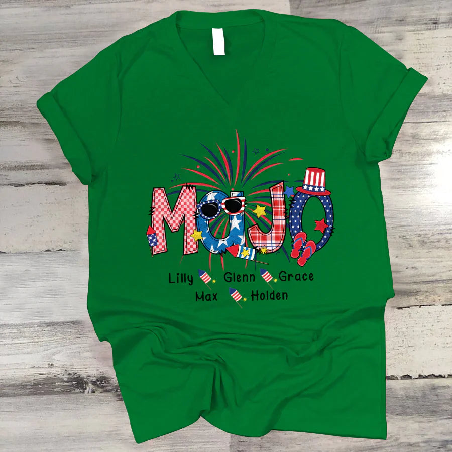 Patriotic Doodle 4th Of July MaJo And Grandkid CTH01 V-Neck