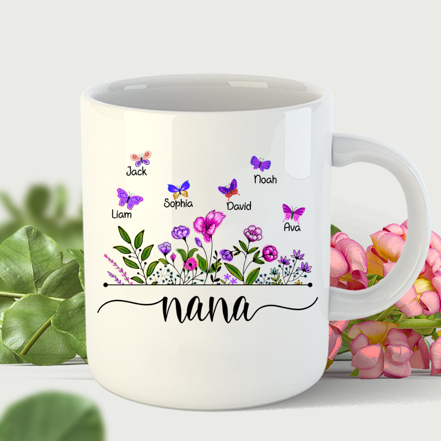 Wildflowers And Butterflies Shirts For Nana Mug
