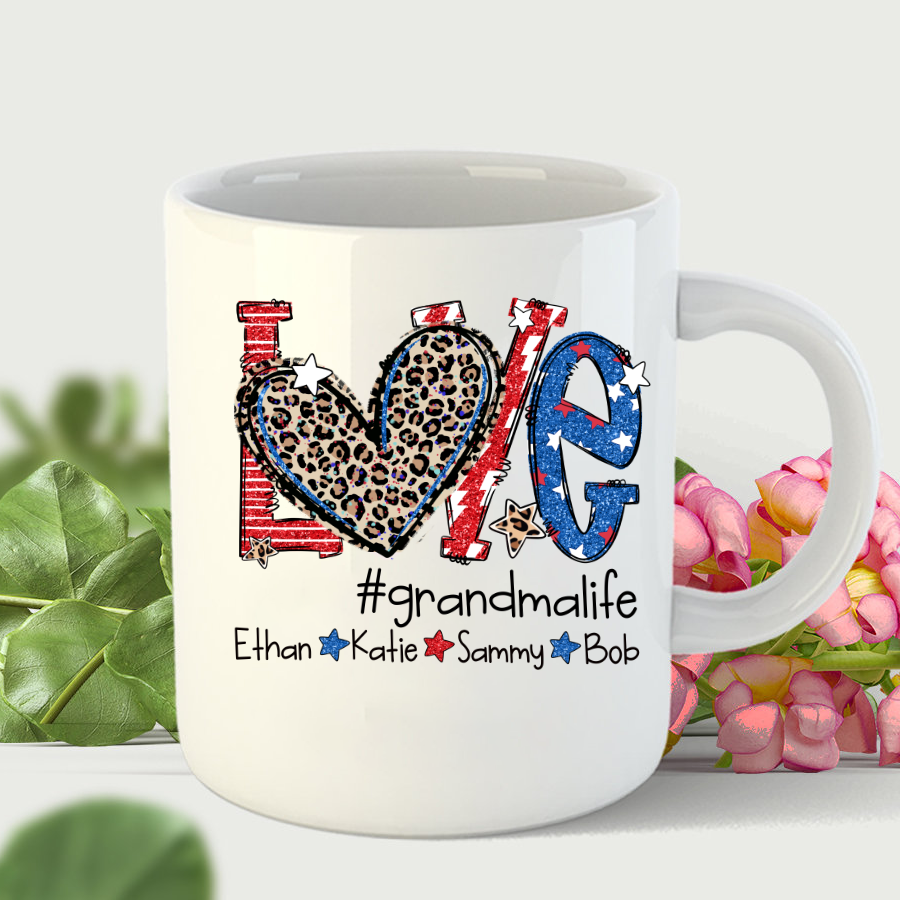 Love Red White Blue Flag For Grandma And Kids Mug