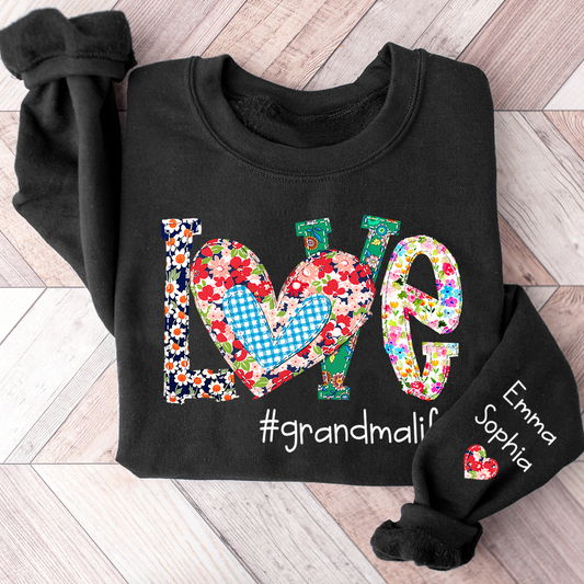 Love Grandma Life Floral Color And Kids Sweatshirt