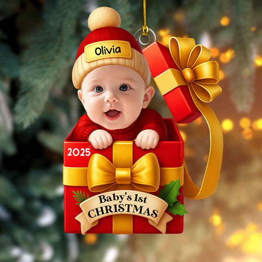 Personalized Baby’s First Christmas Ornament 2025, Custom Photo Acrylic Keepsake, Unique Holiday Gift For Newborns And Parents Ornament