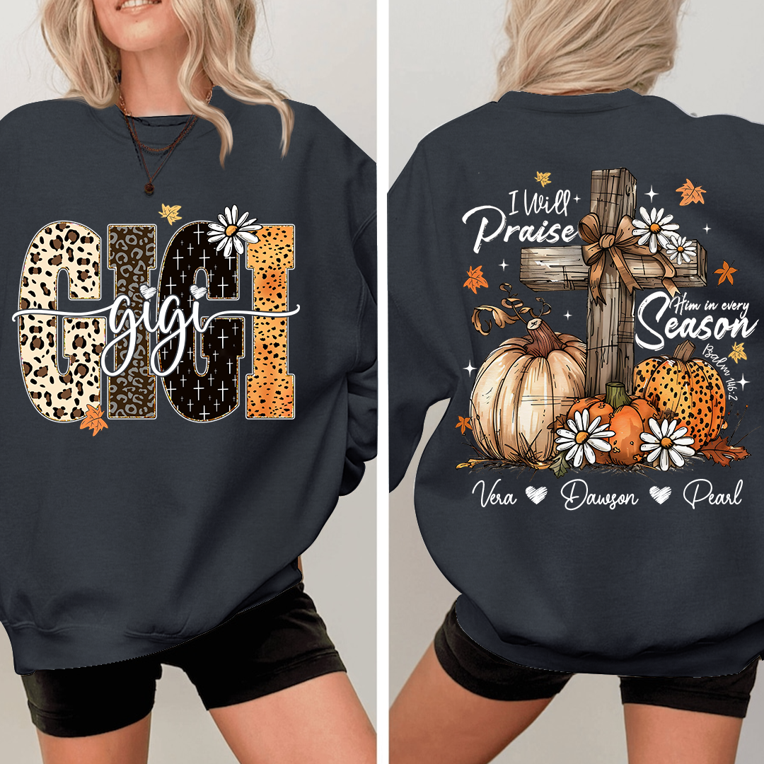 Floral Fall Shirt Design, Custom Gigi Gifts for Grandma and Kids