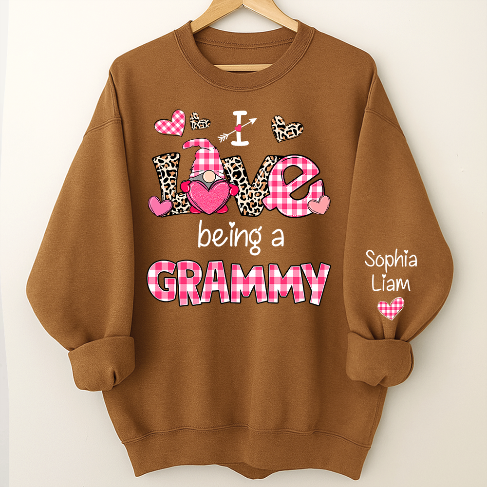 Personalized I Love Being a Grammy Sweatshirt with Children Names, Valentine Inspired Family Clothing
