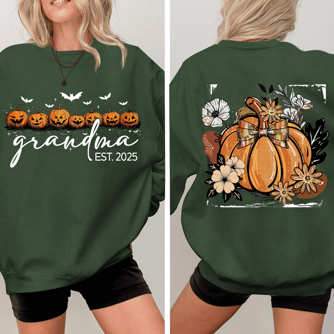 Vintage Autumn with Floral Fall Pumpkin, Custom Nicknames for Grandma and Kids