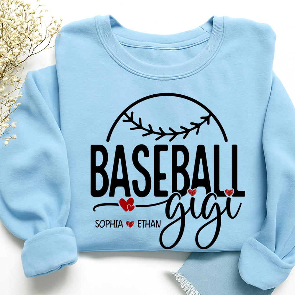Personalized Baseball Gigi Sweatshirt, Custom Gift For Grandma And Kids