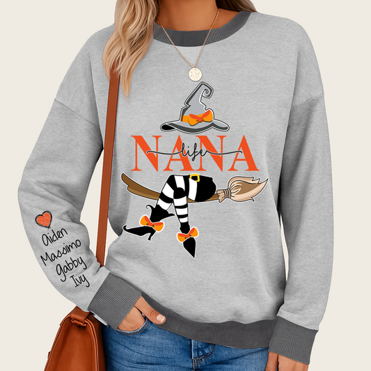 Personalized Nana Witch And Grandkids 2025 Sweatshirt Mix Sweatshirt Mix