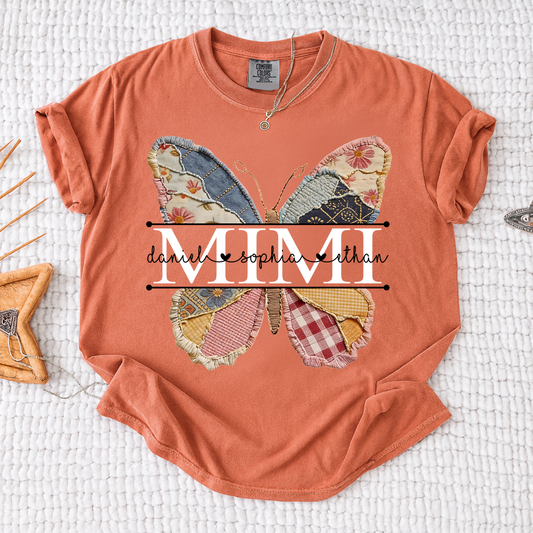 Comfort Personalized Mimi Butterfly Shirt, Custom Grandchildren Names Family T Shirt