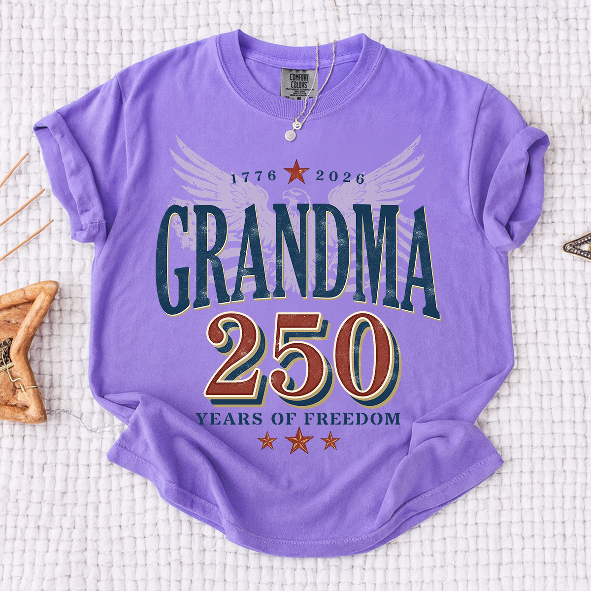Comfort Colors® Patriotic Grandma T-Shirt, Established 2026 - 250 Years of Freedom Tee
