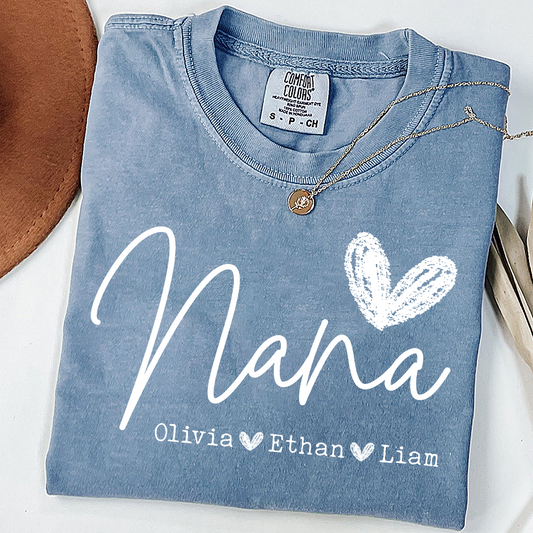 Comfort Colors Personalized Nana Shirt, Custom Grandma T Shirt with Grandkids Names, Unique Gift for Nana, Perfect for Mother's Day, Birthday