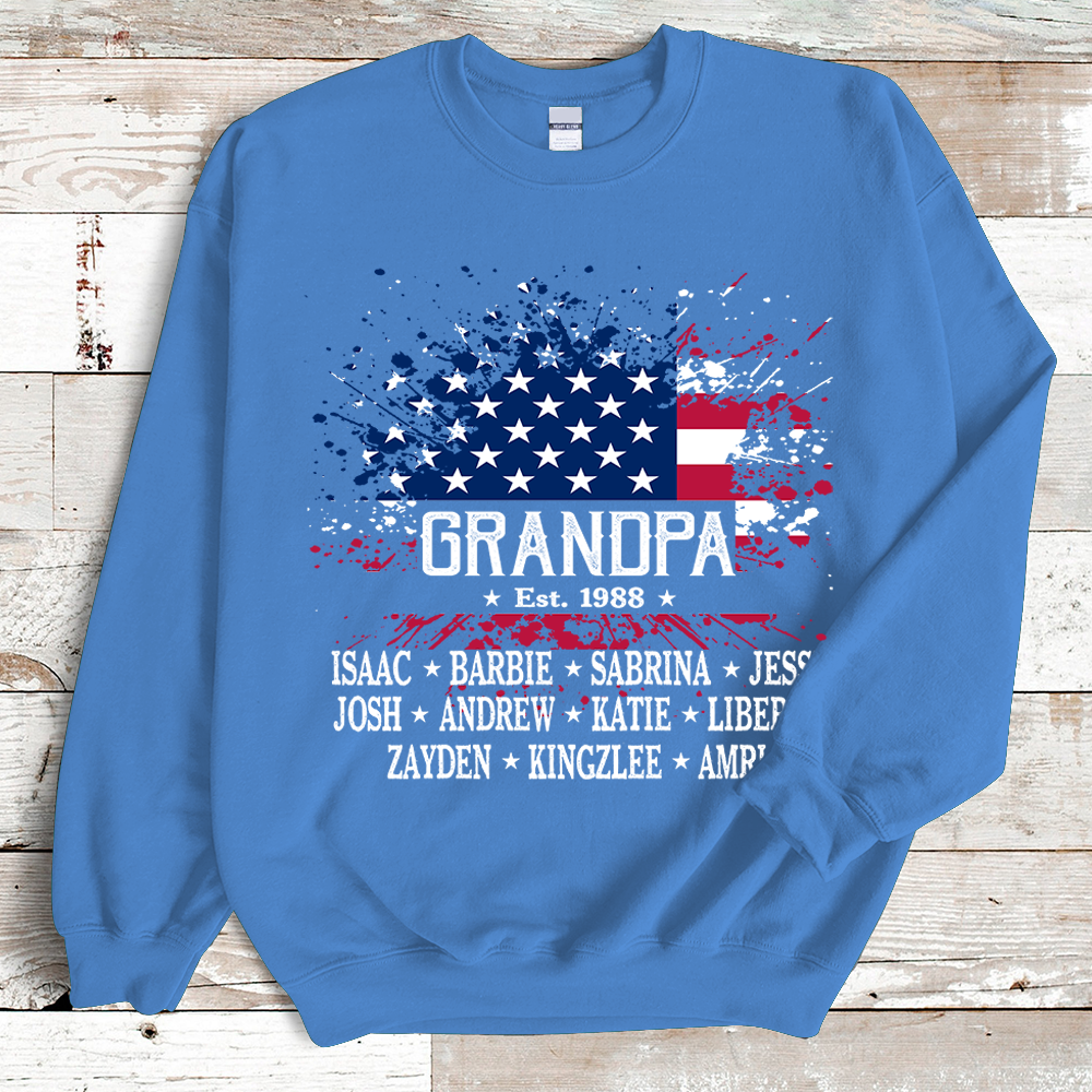 Grandpa Est Flag And Grandkids Sweatshirt