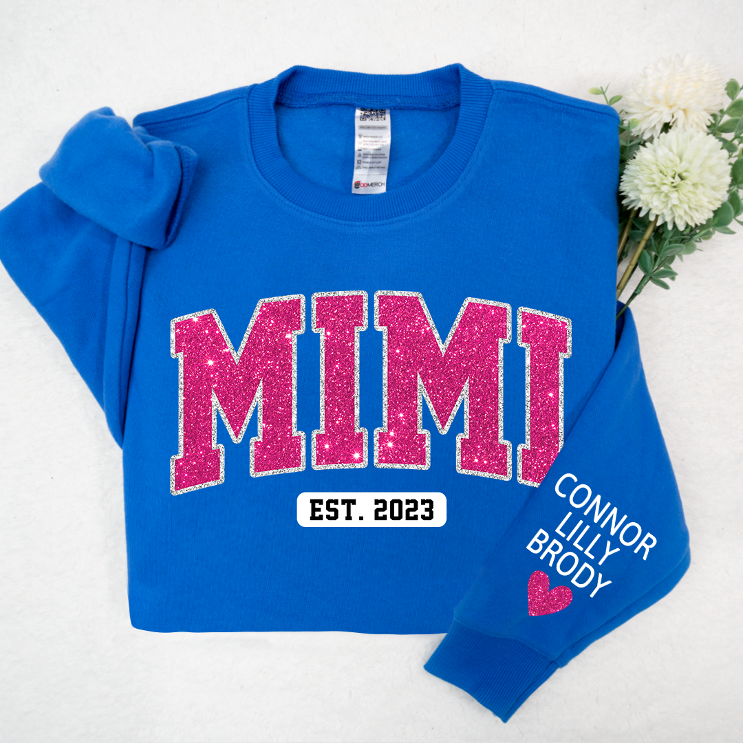 Mimi Pink Glitter Sweatshirt, Custom Mimi And Kids, Grandma Gift TH Sweatshirt