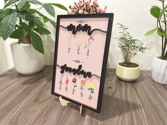 Personalized First Mom Now Grandma's Garden Frame Sign